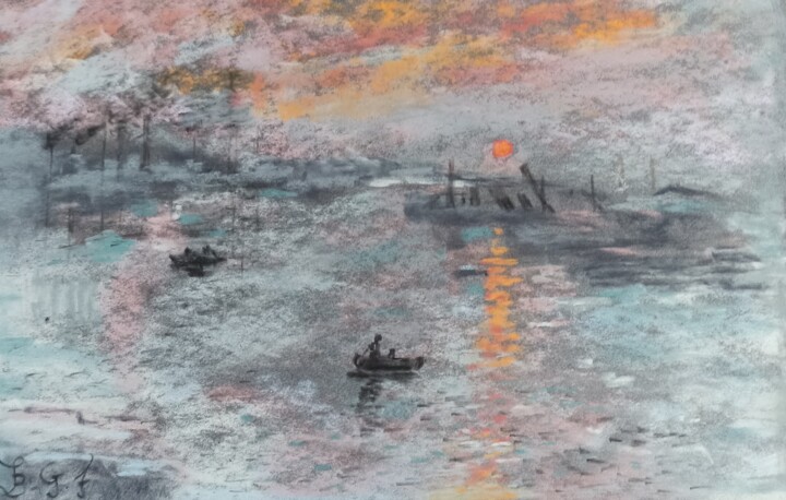 Peinture intitulée "D'après Claude Monet" par Genevieve Fraysse, Œuvre d'art originale, Pastel