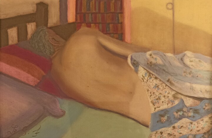 Pittura intitolato "La sieste en été" da Genevieve Fraysse, Opera d'arte originale, Pastello