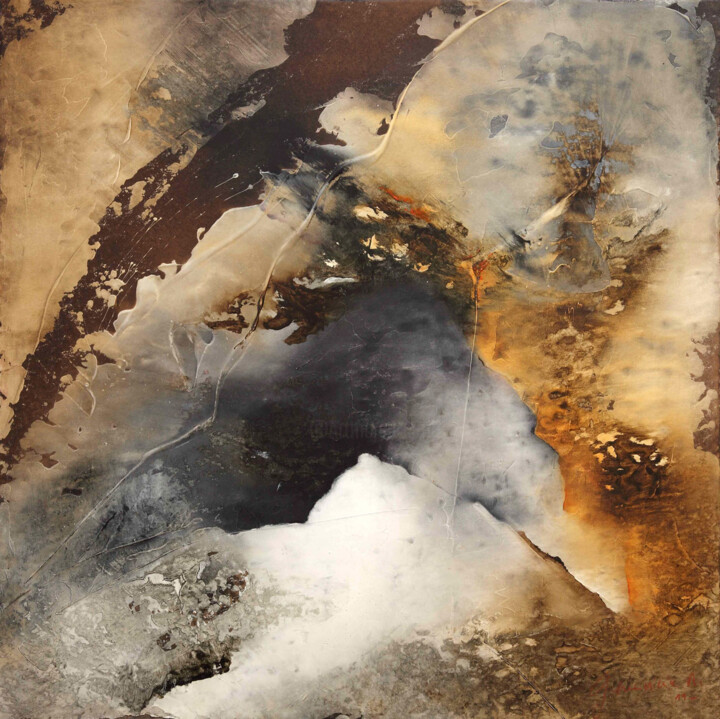 Pintura titulada "La montagne de l'âm…" por Geneviève Nicolas, Obra de arte original, Oleo Montado en Bastidor de camilla de…