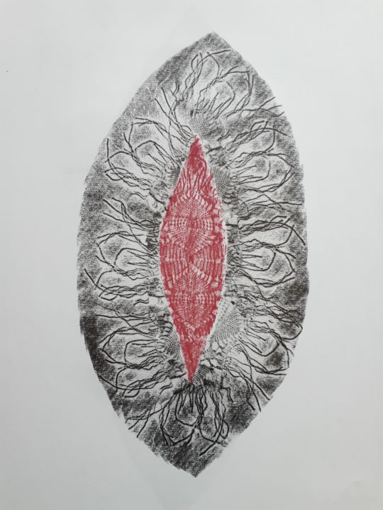 Drawing titled "Sexe de dentelle" by Geneviève Vastrade, Original Artwork, Graphite