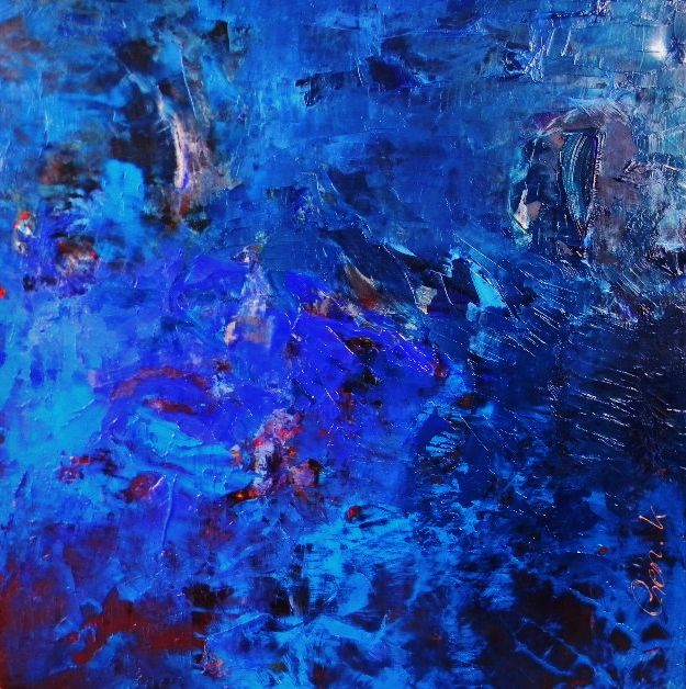 Painting titled "gen-k-bleu" by Geneviève K Ou Gen K, Original Artwork, Other
