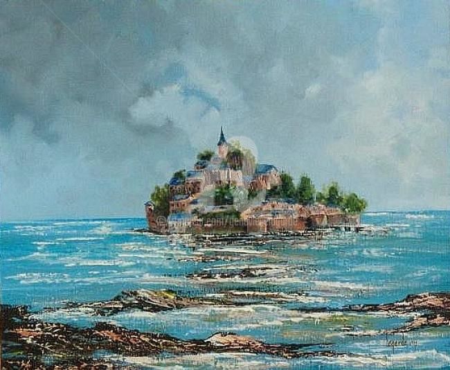 Painting titled "197  Mont St Michel" by Geneviève Lagarde, Original Artwork, Oil