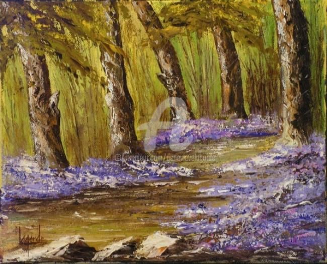 Painting titled "251  Violettes des…" by Geneviève Lagarde, Original Artwork, Oil