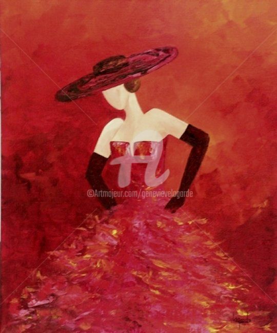 Schilderij getiteld "235  Lady flamenco" door Geneviève Lagarde, Origineel Kunstwerk, Olie