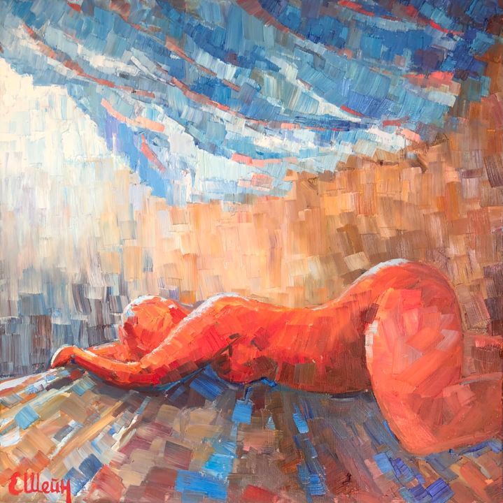 Malerei mit dem Titel "La sieste" von Genia Sheyn, Original-Kunstwerk, Öl