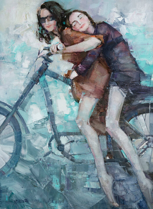 Peinture intitulée "couple" par Gennadi Alekhnovich, Œuvre d'art originale, Huile