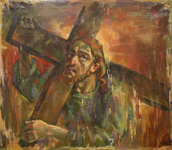 Malerei mit dem Titel "Cross" von Gennadi Kurlenkov, Original-Kunstwerk, Öl