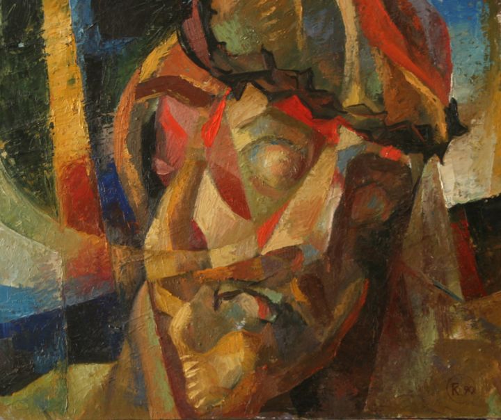 Malerei mit dem Titel "Christ" von Gennadi Kurlenkov, Original-Kunstwerk, Öl