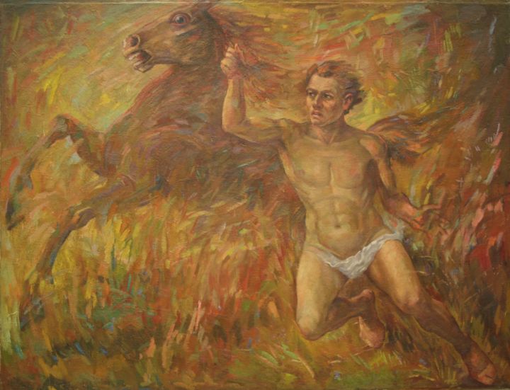 Schilderij getiteld "Aspiration" door Gennadi Kurlenkov, Origineel Kunstwerk, Olie