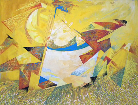 绘画 标题为“Triangles-wind” 由Gen Pol, 原创艺术品, 水粉