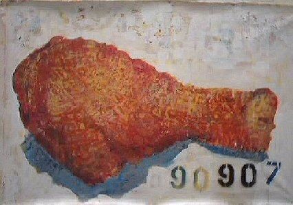 Painting titled "Chicken I" by Geoff Krawczyk, Original Art, Oil