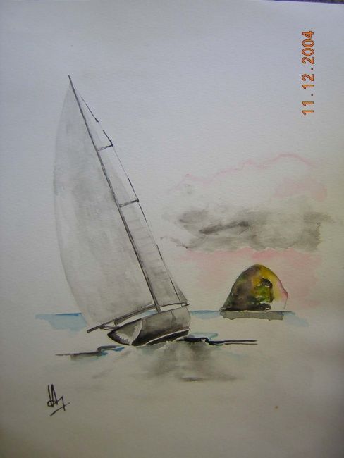 Peinture intitulée "le bateau blanc" par Georges Laborde, Œuvre d'art originale