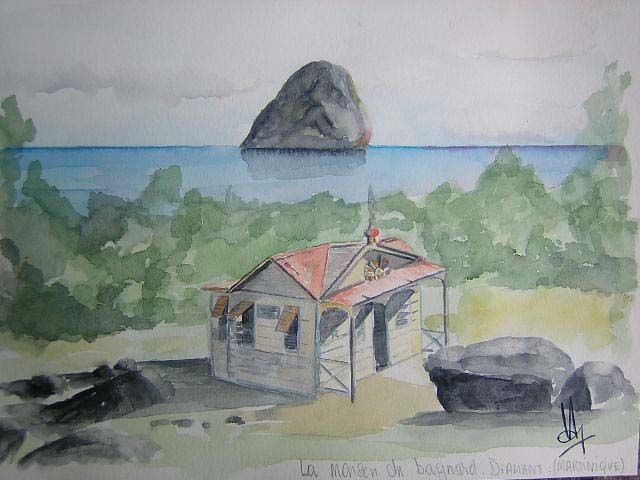 Peinture intitulée "Martinique : la mai…" par Georges Laborde, Œuvre d'art originale