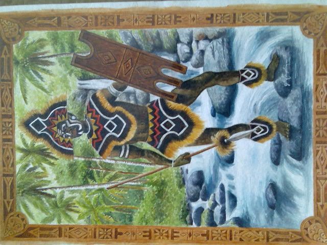Painting titled "ati tribe" by Geoperr Templonuevo, Original Artwork