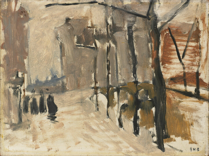 Schilderij getiteld "Paysage urbain à La…" door Georg Hendrik Breitner, Origineel Kunstwerk, Olie