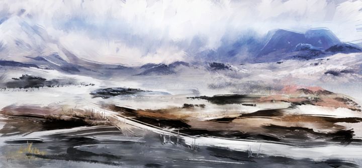 Digitale Kunst getiteld "Scottish Highlands" door Georg Ireland, Origineel Kunstwerk, Digitaal Schilderwerk