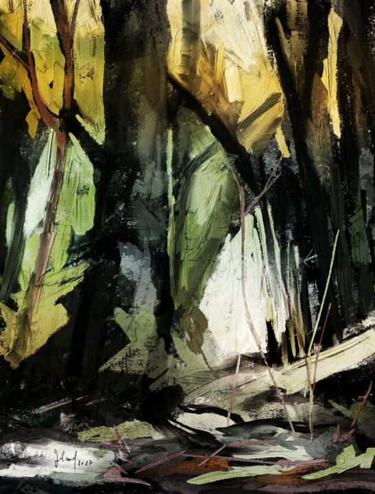 Digital Arts titled "in the woods" by Georg Ireland, Original Artwork, Digital Painting