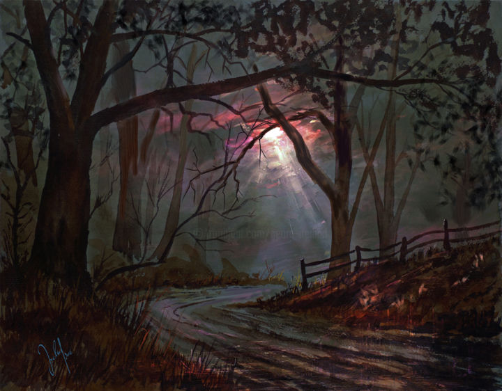 Digital Arts titled "moonlight walk" by Georg Ireland, Original Artwork, Digital Painting