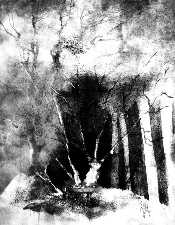 「haunted forest」というタイトルのデジタルアーツ Georg Irelandによって, オリジナルのアートワーク, デジタル絵画