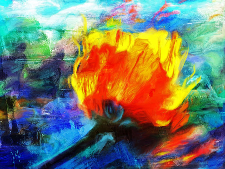 Digitale Kunst mit dem Titel "flammender Mohn" von Georg Ireland, Original-Kunstwerk, Digitale Malerei