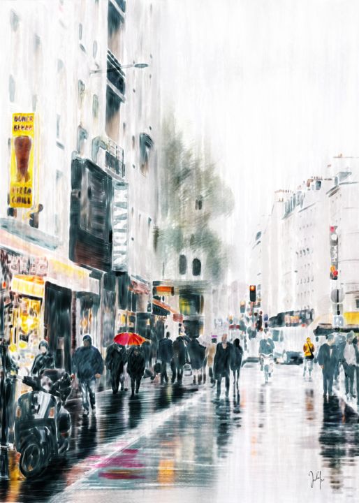 数字艺术 标题为“Straßenszene” 由Georg Ireland, 原创艺术品, 数字油画