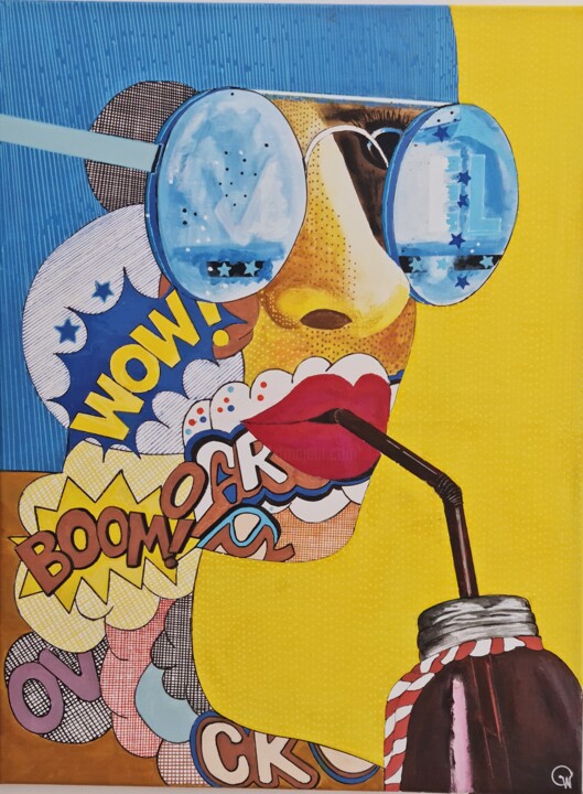 "PopArt Drink" başlıklı Tablo Georg Wilhelmstötter tarafından, Orijinal sanat, Akrilik Ahşap Sedye çerçevesi üzerine monte e…