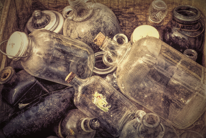 Photography titled "Old Bottles. Vermont" by George Robinson, Original Artwork, Manipulated Photography