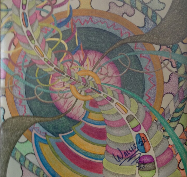 Drawing titled "Unwinding the fabri…" by George Wallis, Original Artwork, Gel pen