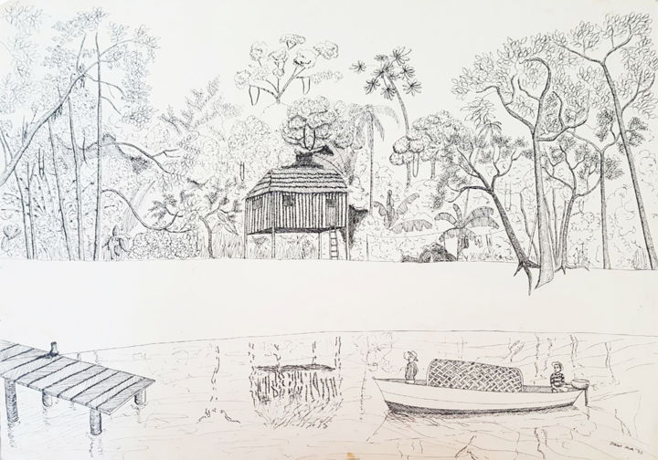 Desenho intitulada "Forest" por George Avis, Obras de arte originais, Tinta