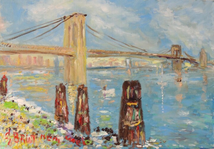 Painting titled "New York" by Georges Briot, Original Artwork, Oil