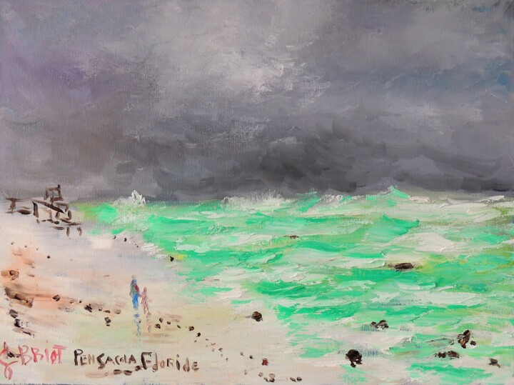 Schilderij getiteld "Floride Plage de Pe…" door Georges Briot, Origineel Kunstwerk, Olie