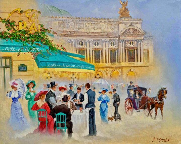 Peinture intitulée "Table des artistes" par Georges Corominas, Œuvre d'art originale, Huile