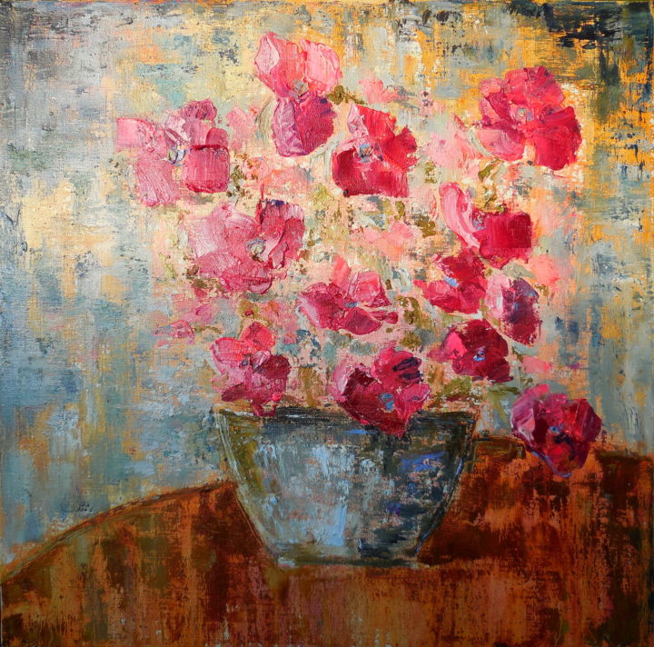 Painting titled "En captivité rose" by Irène Falco, Original Artwork