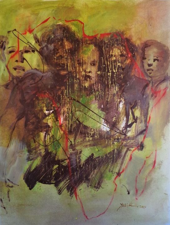 Pintura intitulada "peuples d'ombre" por Georges Kulik, Obras de arte originais