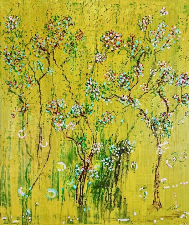 Peinture intitulée "Variation jaune" par Georges Lievre, Œuvre d'art originale, Acrylique