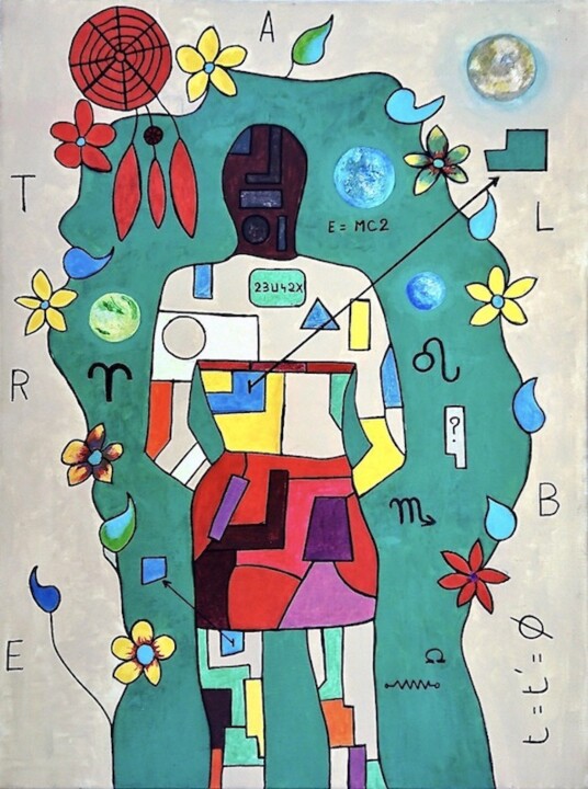 Painting titled "Téléportation" by Georges Lievre, Original Artwork, Acrylic