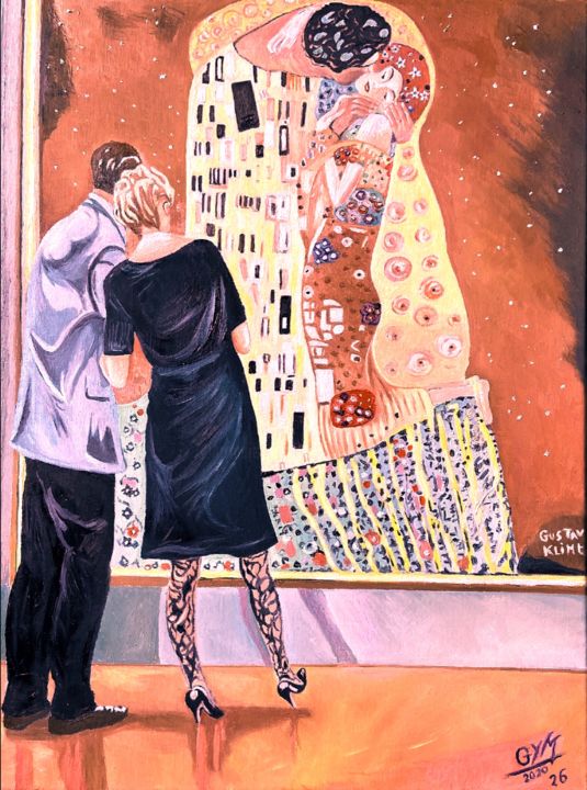 Painting titled "Un couple regarde l…" by Gym, Original Artwork, Oil