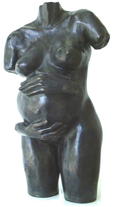 Γλυπτική με τίτλο "Maternité" από Georges Morisod, Αυθεντικά έργα τέχνης, Ρητίνη