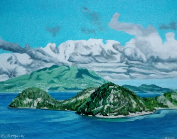 Painting titled "Aux Saintes" by Georges Roques, Original Artwork, Acrylic