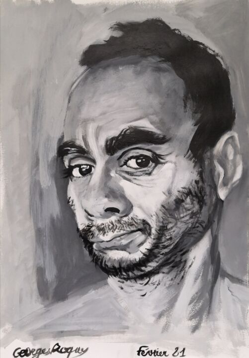 Painting titled "Autoportrait 2021/1" by Georges Roques, Original Artwork, Acrylic