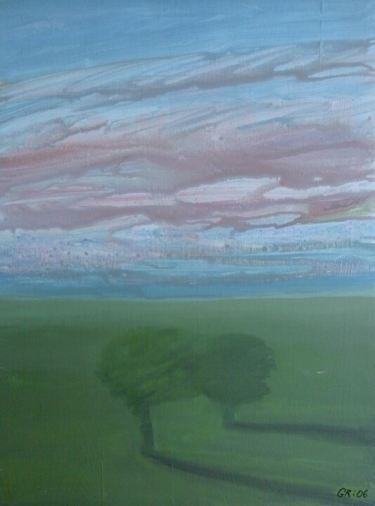 Pittura intitolato "Deux arbres.jpg" da Georges Roques, Opera d'arte originale, Acrilico