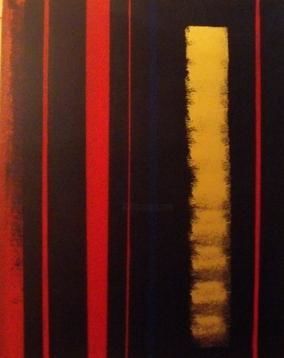 Painting titled "LINEARITY RED, BLUE…" by Georges Ah Pierru, Original Artwork