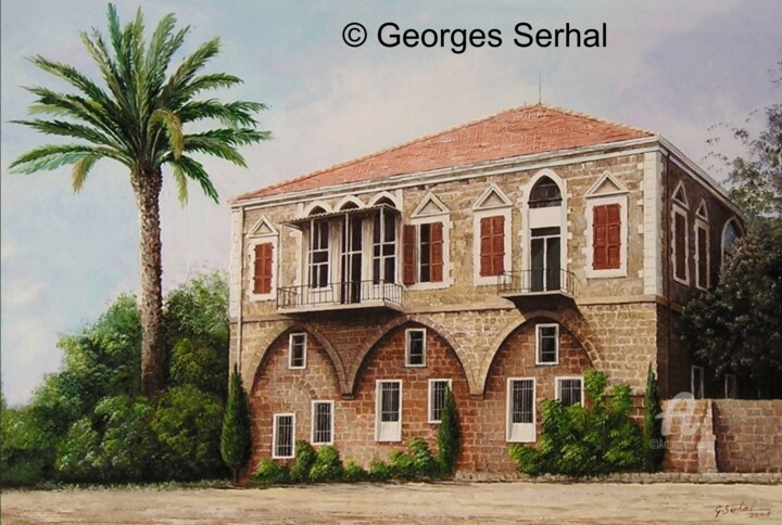 Peinture intitulée "L 58 - Old Lebanese…" par Georges Serhal, Œuvre d'art originale, Acrylique Monté sur Châssis en bois