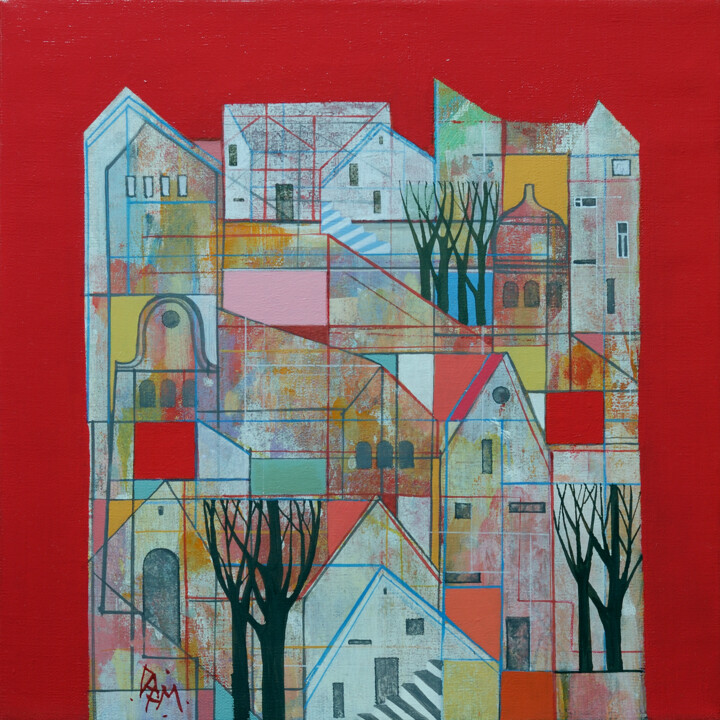 Painting titled "Composition 59" by Georgi Demirev, Original Artwork, Acrylic Mounted on Plexiglass