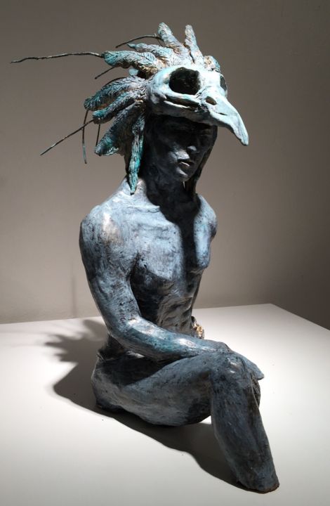 Скульптура под названием "Raven" - Georgi Gelalles, Подлинное произведение искусства, Керамика