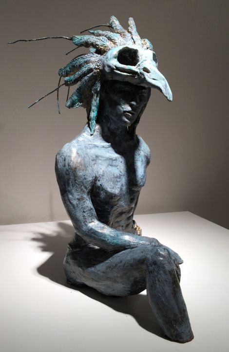 Sculpture intitulée "Raven" par Georgi Gelalles, Œuvre d'art originale, Céramique