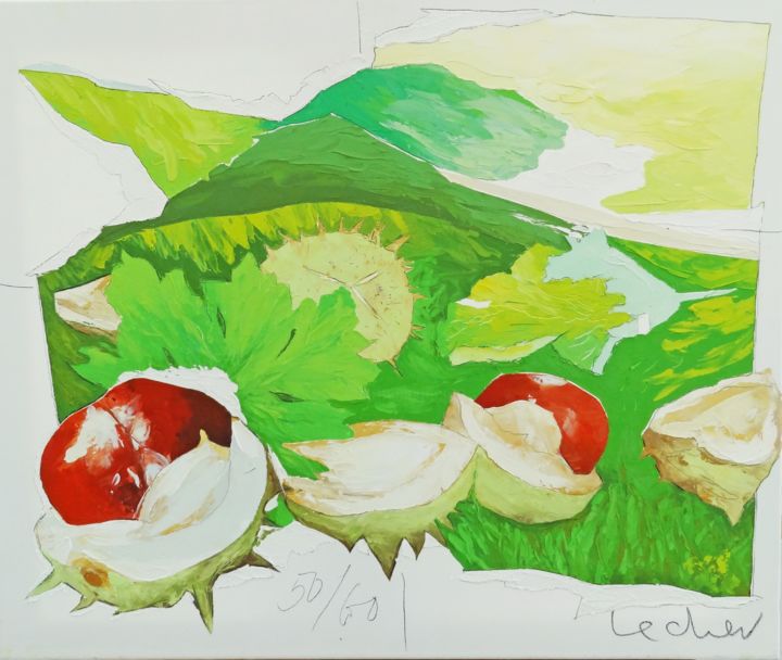 Malerei mit dem Titel "Chestnuts" von Georgi Lechev, Original-Kunstwerk, Öl