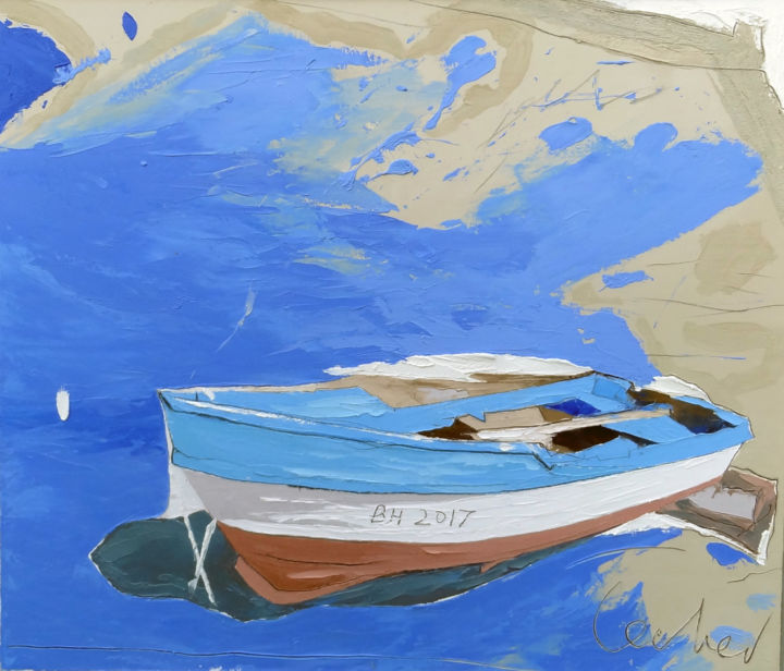 Malerei mit dem Titel "Rest by the Sea" von Georgi Lechev, Original-Kunstwerk, Öl