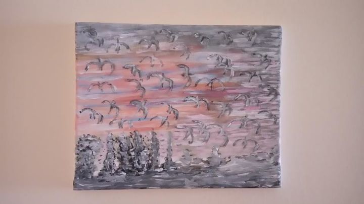 Painting titled "the fleeing" by George M., Original Artwork, Acrylic