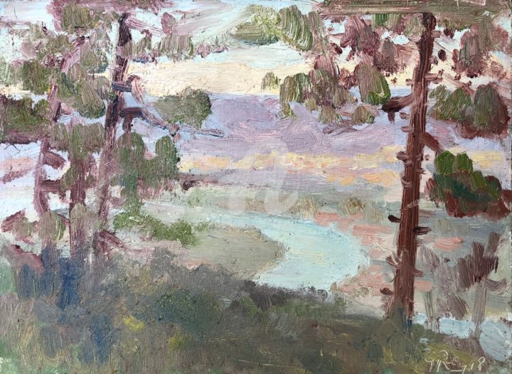 Ζωγραφική με τίτλο "View over the Apuan…" από Georgina Rey, Αυθεντικά έργα τέχνης, Λάδι